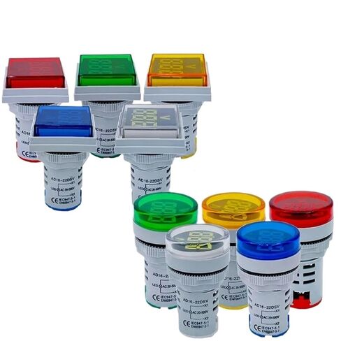1 قطعة 16-22DSV شاشة ديجيتال LED صغيرة الفولتميتر التيار المتردد 60 فولت-500 فولت شاشة عرض رقمية فتحة مؤشر 22 مم مصباح إشارة (أزرق دائري) in Kuwait
