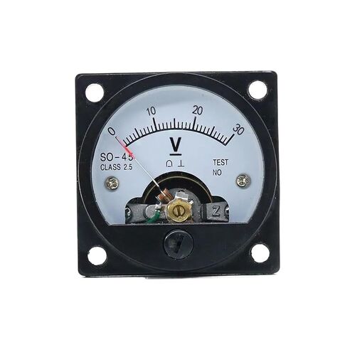 1 قطعة SO-45 مؤشر دائري الفولتميتر 5 فولت 10 فولت 15 فولت 20 فولت 25 فولت 30 فولت 50 فولت 100 فولت 300 فولت 500 فولت 1000 فولت التناظرية لوحة مؤشر الفولتميتر (15 فولت) in Kuwait