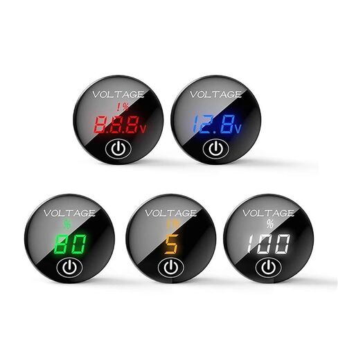 1pc 5V-48V LED Panel Digital Car Motorcycle Voltmeter Battery Capacity Display Voltmeter (with Touch Switch)(Red) in Saudi Arabia