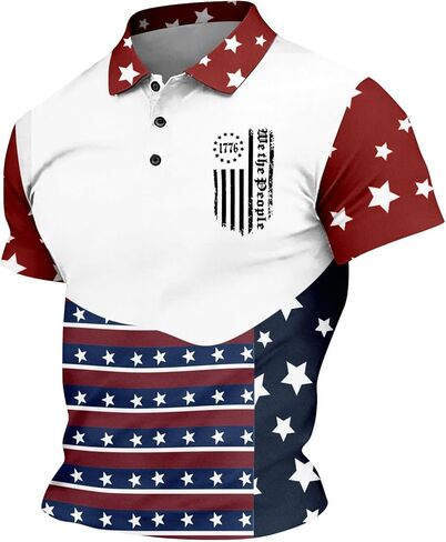 Men's 1776 2026 Stars Polo Shirts-4Th of July Shirt 250 Years American Anniversary T Shirt Flag Graphic Tee, M-3XL in Saudi Arabia