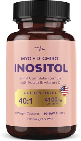 مكمل QSTA Myo-Inositol & D-Chiro Inositol للنساء 2050 مجم (نسبة 40: 1) - توازن هرموني 9 في 1 ودعم التمثيل الغذائي مع حمض الفوليك وفيتامين B6 وB12 وD3 والزنك والكروم. 90 كبسولة ميو اينوزيتول in Kuwait