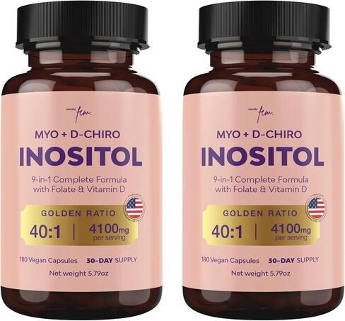 مكمل QSTA Myo-Inositol & D-Chiro Inositol للنساء 2050 مجم (نسبة 40: 1) - توازن هرموني 9 في 1 ودعم التمثيل الغذائي مع حمض الفوليك وفيتامين B6 وB12 وD3 والزنك والكروم. 90 كبسولة ميو اينوزيتول in Kuwait