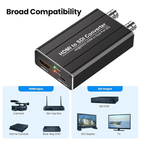 محول HDMI إلى SDI، يدعم مخرج SDI ثنائي المنفذ، مدخل HDMI 2.0 4Kx2K/60 هرتز ومخرج 3G-SDI/HD-SDI، اكتشاف التنسيق التلقائي ودمج الصوت in Saudi Arabia