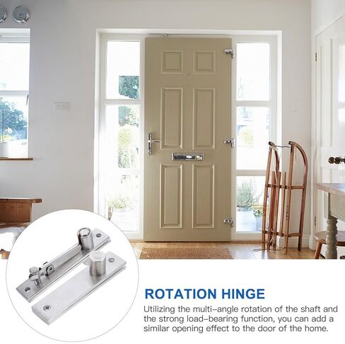 Zerodeko Heavy Duty Stainless Steel Pivot Hinge Set for Wood Doors, Adjustable Hidden Rotation Hinge with Top and Bottom Mount, Industrial Door Hardware for Secure Lateral Opening in Saudi Arabia