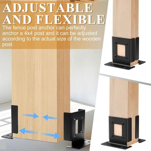 6Pcs Adjustable 4x4 Pergola Post Base for Wood Fence, 4x6 Post Anchor Base Brackets for Deck Railing Mailbox in Saudi Arabia