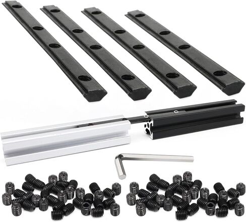 4Pcs 2020 Aluminum Extrusion T Slot Corner Bracket Extruded Hardware Straight Line Connector with Screw for 20 Series Black 20/20 80 20 2040 T V Slot Aluminum Profile Length Fasteners in Saudi Arabia