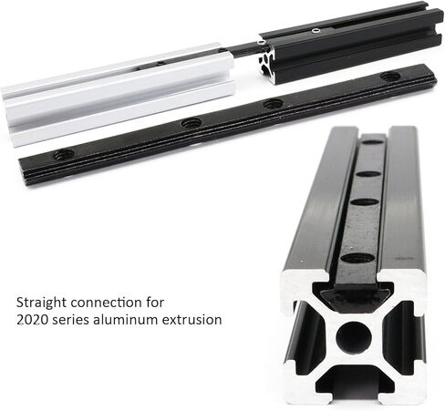 4Pcs 2020 Aluminum Extrusion T Slot Corner Bracket Extruded Hardware Straight Line Connector with Screw for 20 Series Black 20/20 80 20 2040 T V Slot Aluminum Profile Length Fasteners in Saudi Arabia