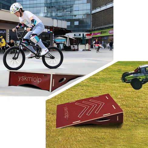 منحدر تدريب القفز لدراجة BMX والدراجات الهوائية وألواح التزلج RC Car & Roller Skating - منحدر للأطفال لممارسة القفز، سهل التجميع والمحمول (أحمر، 42.91 بوصة طول × 23.26 بوصة عرض × 11.66 بوصة ارتفاع) in Saudi Arabia