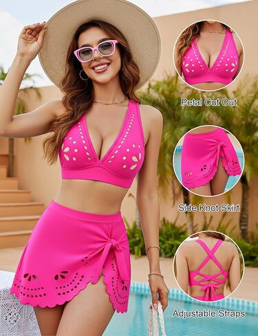 Blooming Jelly Womens High Waisted Bikini Sets Tummy Control Swimsuits with Skirt Two Piece Cutout Bathing Suits in Saudi Arabia