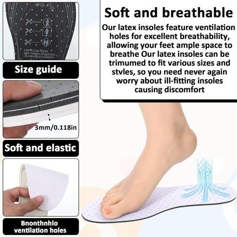 6 Pairs Thin Insoles for Women Men Thin Shoe Foam Inserts Shoe Innersoles for Woman Latex Foam Insoles for Shoes Unisex Double Layer Inner Soles Breathable Women 3-8 Men 5-11 in Saudi Arabia