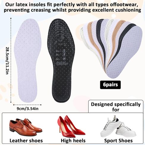 6 Pairs Thin Insoles for Women Men Thin Shoe Foam Inserts Shoe Innersoles for Woman Latex Foam Insoles for Shoes Unisex Double Layer Inner Soles Breathable Women 3-8 Men 5-11 in Saudi Arabia