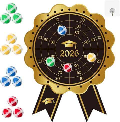 Yquqwn Graduation Party Dart Board Game with Sticky Balls, Graduation Theme Dart for Graduation Decorations, 2026 Graduation Party Games Indoor Outdoor in Saudi Arabia