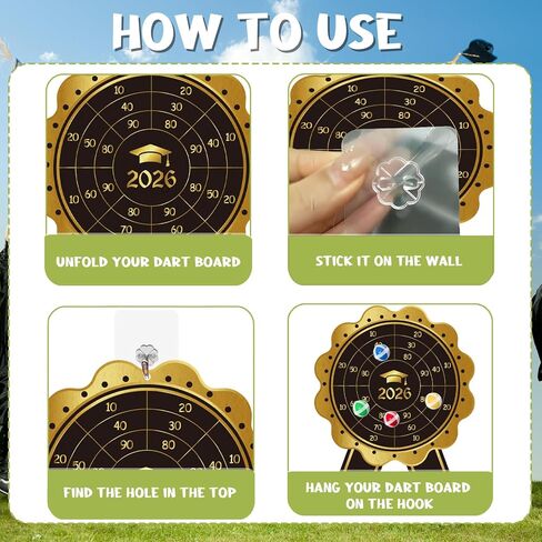 Yquqwn Graduation Party Dart Board Game with Sticky Balls, Graduation Theme Dart for Graduation Decorations, 2026 Graduation Party Games Indoor Outdoor in Saudi Arabia