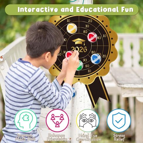 Yquqwn Graduation Party Dart Board Game with Sticky Balls, Graduation Theme Dart for Graduation Decorations, 2026 Graduation Party Games Indoor Outdoor in Saudi Arabia