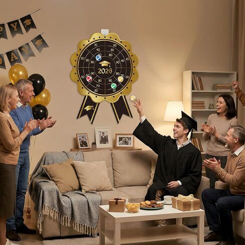 Yquqwn Graduation Party Dart Board Game with Sticky Balls, Graduation Theme Dart for Graduation Decorations, 2026 Graduation Party Games Indoor Outdoor in Saudi Arabia