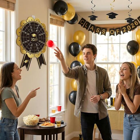 Yquqwn Graduation Party Dart Board Game with Sticky Balls, Graduation Theme Dart for Graduation Decorations, 2026 Graduation Party Games Indoor Outdoor in Saudi Arabia