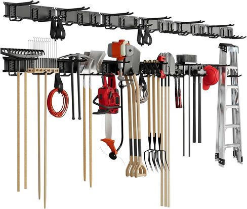 99" Heavy Duty Wall Mounted Garage Tool Organizer – 6 Panels & 18 Adjustable Hooks, 1380 lbs Load Capacity, Modular Storage for Efficient Tool Organization, Easy Install in Garage, Garden, 28 Pack in Saudi Arabia