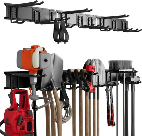 99" Heavy Duty Wall Mounted Garage Tool Organizer – 6 Panels & 18 Adjustable Hooks, 1380 lbs Load Capacity, Modular Storage for Efficient Tool Organization, Easy Install in Garage, Garden, 28 Pack in Saudi Arabia
