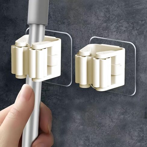 4 Pack No Drilling Broom Holder Wall Mount, Mop and Broom Holder Wall Mount, Garden Tool Storage Organizer for Kitchen in Saudi Arabia