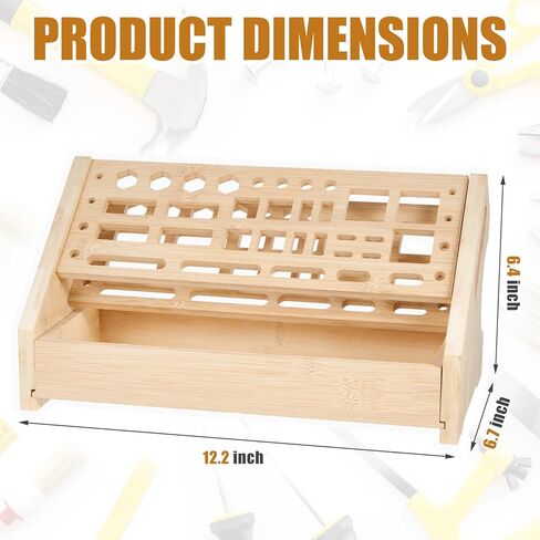 2 Pcs Bamboo Screwdriver Organizer Rack Desktop Hand Tool Holder Boxes Storage Organizers with Drawer for Screwdriver Scissors Small Repair Tools in Kuwait