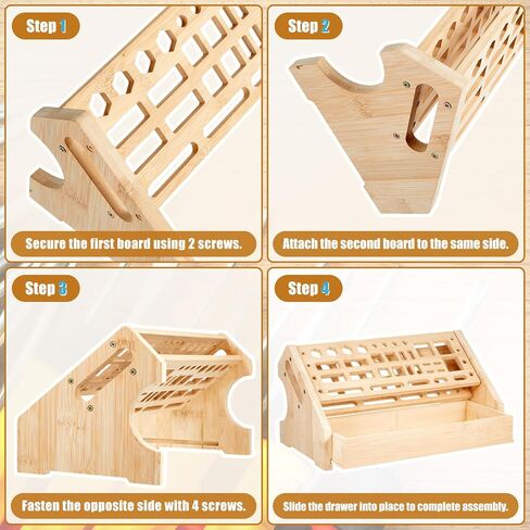 2 Pcs Bamboo Screwdriver Organizer Rack Desktop Hand Tool Holder Boxes Storage Organizers with Drawer for Screwdriver Scissors Small Repair Tools in Kuwait