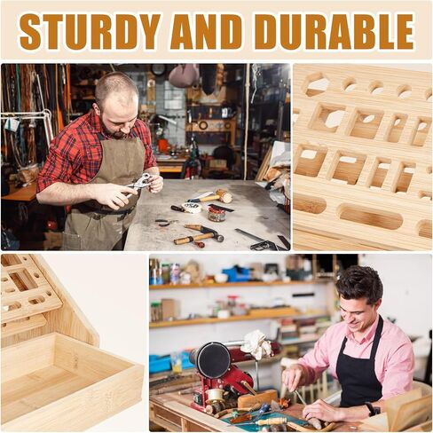 2 Pcs Bamboo Screwdriver Organizer Rack Desktop Hand Tool Holder Boxes Storage Organizers with Drawer for Screwdriver Scissors Small Repair Tools in Kuwait