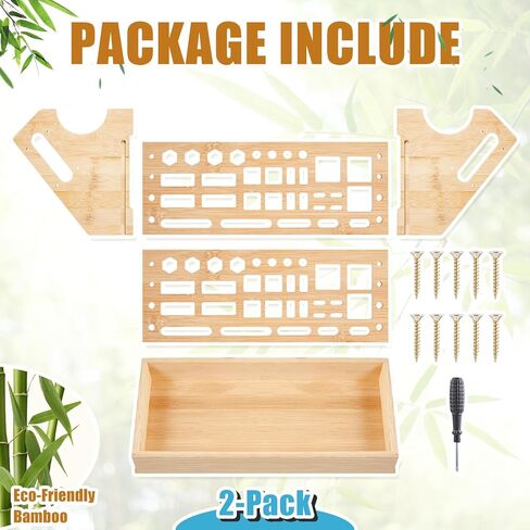 2 Pcs Bamboo Screwdriver Organizer Rack Desktop Hand Tool Holder Boxes Storage Organizers with Drawer for Screwdriver Scissors Small Repair Tools in Kuwait
