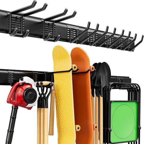 SPECILITE Garage Storages Tool Organizers, Wall Mount Garden Sturdy Rack 48 Inches with Adjustable Heavy Duty Metal Hooks for Yard Shed Max 485lbs in Kuwait