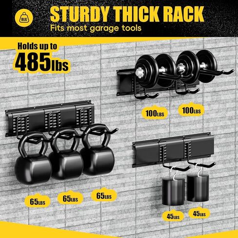 SPECILITE Garage Storages Tool Organizers, Wall Mount Garden Sturdy Rack 48 Inches with Adjustable Heavy Duty Metal Hooks for Yard Shed Max 485lbs in Kuwait