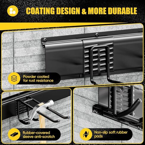 SPECILITE Garage Storages Tool Organizers, Wall Mount Garden Sturdy Rack 48 Inches with Adjustable Heavy Duty Metal Hooks for Yard Shed Max 485lbs in Kuwait