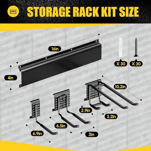 SPECILITE Garage Storages Tool Organizers, Wall Mount Garden Sturdy Rack 48 Inches with Adjustable Heavy Duty Metal Hooks for Yard Shed Max 485lbs in Kuwait