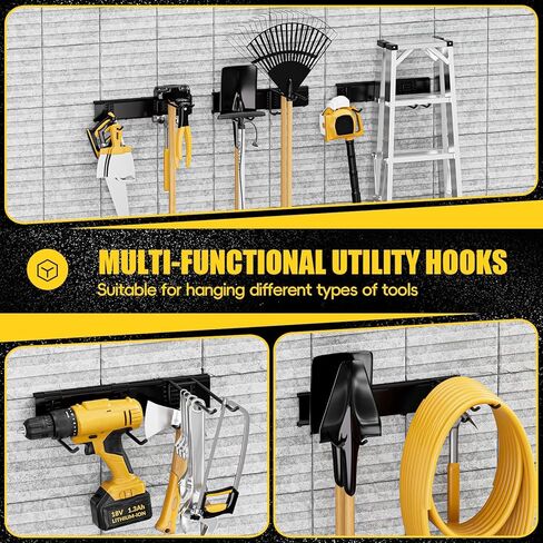 SPECILITE Garage Storages Tool Organizers, Wall Mount Garden Sturdy Rack 48 Inches with Adjustable Heavy Duty Metal Hooks for Yard Shed Max 485lbs in Kuwait