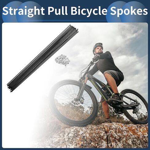Motoforti 20 Set 14G Straight Pull Bicycle Spokes 289mm Straight Pull Bike Wheel Spokes Carbon Steel Black in Saudi Arabia