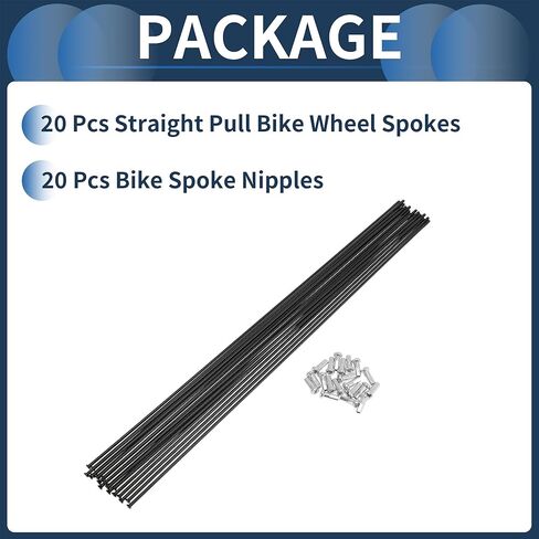 Motoforti 20 Set 14G Straight Pull Bicycle Spokes 289mm Straight Pull Bike Wheel Spokes Carbon Steel Black in Saudi Arabia