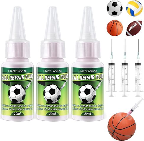مجموعة من 3 قطع من أدوات إصلاح الكرات الرياضية ومانع التسرب لكرة السلة وكرة القدم والكرة الطائرة وكرة القدم، حقنة دقيقة مع إبر نفخ تمنع هروب الهواء والثقوب على الفور تركيبة من الدرجة الاحترافية in Kuwait