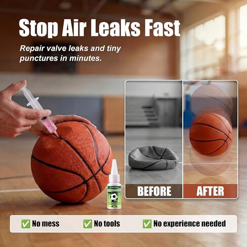 مجموعة من 3 قطع من أدوات إصلاح الكرات الرياضية ومانع التسرب لكرة السلة وكرة القدم والكرة الطائرة وكرة القدم، حقنة دقيقة مع إبر نفخ تمنع هروب الهواء والثقوب على الفور تركيبة من الدرجة الاحترافية in Kuwait