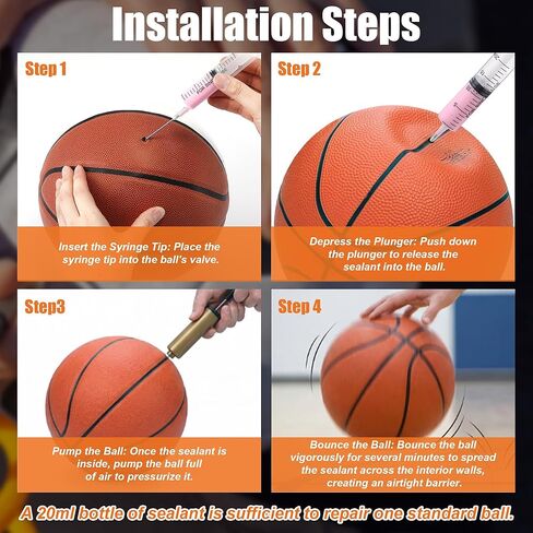 مجموعة من 3 قطع من أدوات إصلاح الكرات الرياضية ومانع التسرب لكرة السلة وكرة القدم والكرة الطائرة وكرة القدم، حقنة دقيقة مع إبر نفخ تمنع هروب الهواء والثقوب على الفور تركيبة من الدرجة الاحترافية in Kuwait