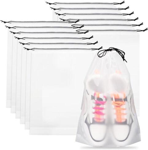 Teskyer Transparent Shoe Bags for Travel, 15.7" x 11.8" Waterproof Portable Travel Shoe Storage Bags for Packing - Travel Essentials for Men & Women, 6 PCS in Kuwait