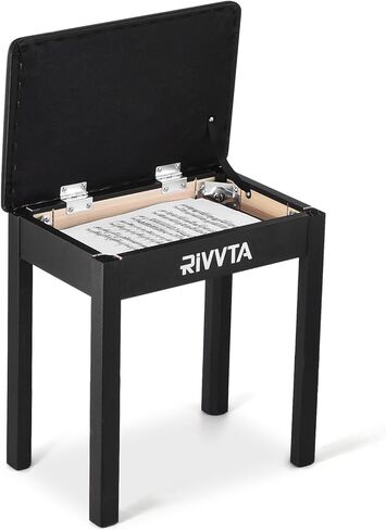 RIVVTA مقعد البيانو مقعد لوحة المفاتيح مقعد البيانو الخشبي مع وسادة مبطنة مقاومة للماء كرسي لوحة المفاتيح لغرفة المعيشة غرفة نوم مزدوجة مع تخزين أبيض in Saudi Arabia