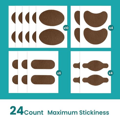 Promifun Blister Prevention Tape Moleskin Pads for Feet Mole Skin Patch Blister Bandages for Feet Heel Shoes Padding-Traveling Essential-24 Pieces of 4 Shapes,Brown in Saudi Arabia