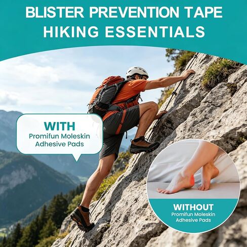 Promifun Blister Prevention Tape Moleskin Pads for Feet Mole Skin Patch Blister Bandages for Feet Heel Shoes Padding-Traveling Essential-24 Pieces of 4 Shapes,Brown in Saudi Arabia