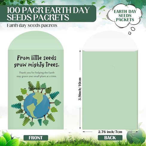 MotiMind 200 Pcs Earth Day Party Favors Seed Envelope Kraft Bag with Window Resealable thicken Seed Storage Packets Envelopes Wildflower Seeds Packets for Earth Day (No Seeds) in Saudi Arabia