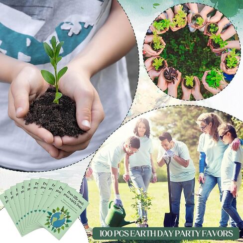 MotiMind 200 Pcs Earth Day Party Favors Seed Envelope Kraft Bag with Window Resealable thicken Seed Storage Packets Envelopes Wildflower Seeds Packets for Earth Day (No Seeds) in Saudi Arabia