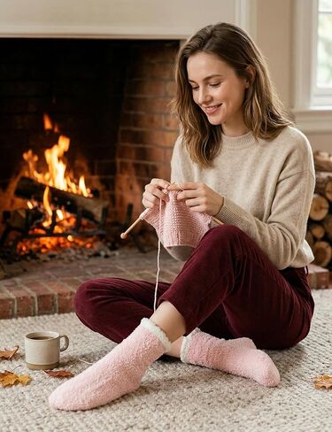 Women’s Fuzzy Socks Soft Cozy Fluffy Winter Winter Warm Plush Thermal Sleeping Sock Comfy Home Gifts for Wife in Saudi Arabia