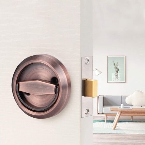 TOPINCN 304 Stainless Steel Door Lock with Handle, Red Bronze, 3 x 2.1 x 1.5 inches, for Wooden Doors and Steel Wooden Doors, Bathroom and Access Door Compatible (with Lock) in Saudi Arabia