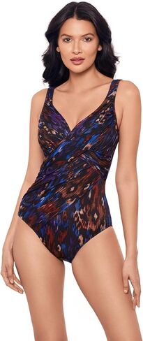 Miraclesuit Women's Swimwear Revele Tummy Control Underwire Bra One Piece Swimsuit, Black/Multi, 16 in Saudi Arabia