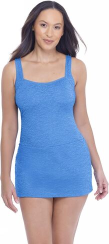 Krinkle Chlorine Resistant Textured Solid Skater Swimdress in Saudi Arabia