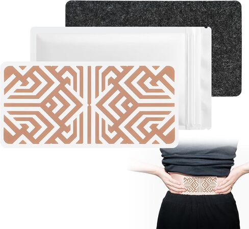 رقع ألم قابلة لإعادة الاستخدام لتخفيف آلام العضلات - تتضمن 3 مواد لاصقة ورقعة واحدة وحقيبة حمل واحدة - تخفيف آلام الظهر والقدم والركبة والرقبة والمزيد - رقع تخفيف الألم 3.03 بوصة × 6.30 بوصة - بني in Kuwait