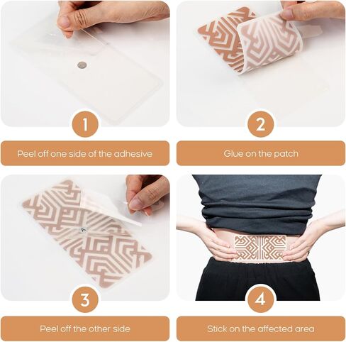 رقع ألم قابلة لإعادة الاستخدام لتخفيف آلام العضلات - تتضمن 3 مواد لاصقة ورقعة واحدة وحقيبة حمل واحدة - تخفيف آلام الظهر والقدم والركبة والرقبة والمزيد - رقع تخفيف الألم 3.03 بوصة × 6.30 بوصة - بني in Kuwait