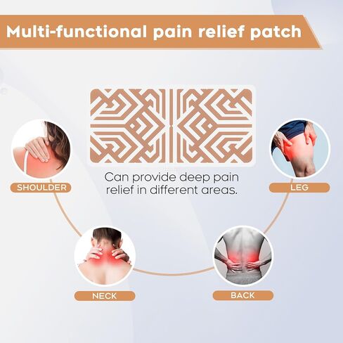 رقع ألم قابلة لإعادة الاستخدام لتخفيف آلام العضلات - تتضمن 3 مواد لاصقة ورقعة واحدة وحقيبة حمل واحدة - تخفيف آلام الظهر والقدم والركبة والرقبة والمزيد - رقع تخفيف الألم 3.03 بوصة × 6.30 بوصة - بني in Kuwait